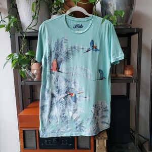 Fresh men's tee shirt - mint with tropical print
